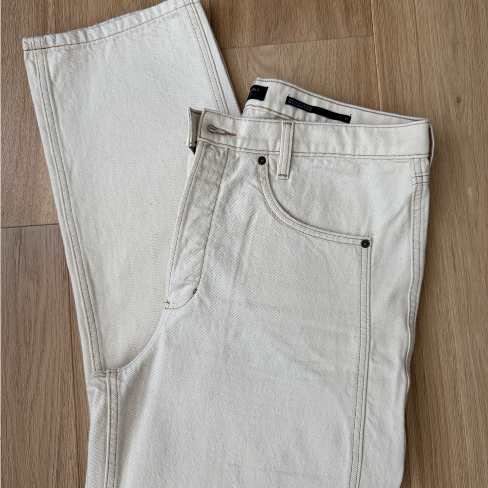 BR Premium Cotton Straight Denim Jeans in Ecru
